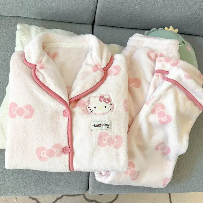 Pijama Hello Kitty de franela para mujer, otoño/invierno .