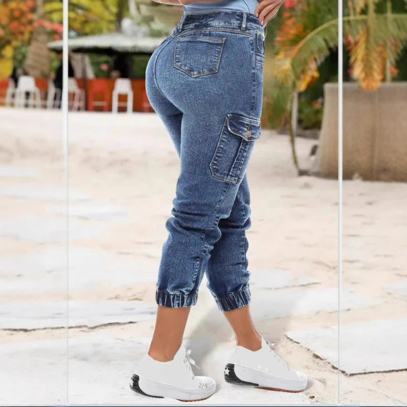 Pantalones vaqueros de mujer estilo streetwear con bolsillos