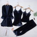 Conjunto de pijama de terciopelo de 4 piezas
