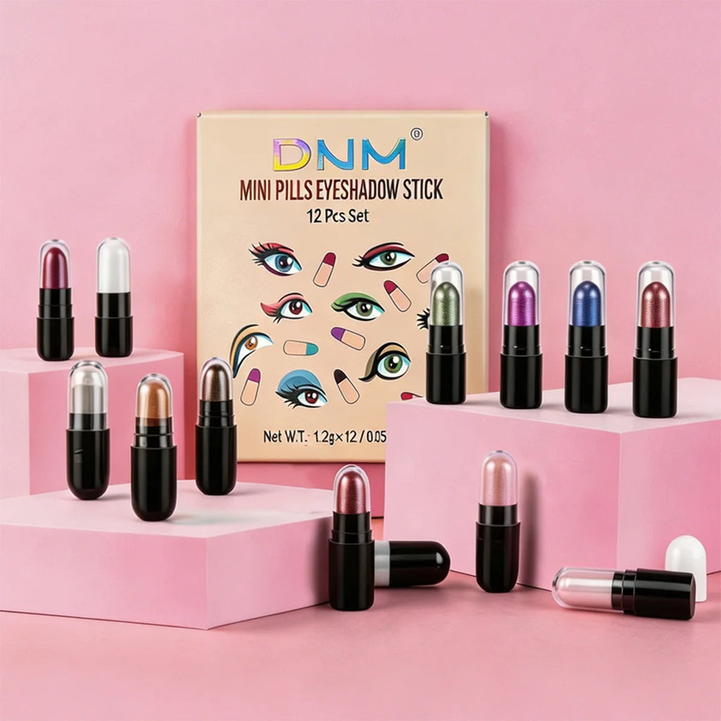 Set de maquillaje DNM de 12 colores, cápsula de sombra de ojos en barra