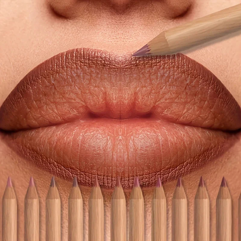 Set de 6 delineadores de labios nude, lápiz labial mate aterciopelado de larga duracion