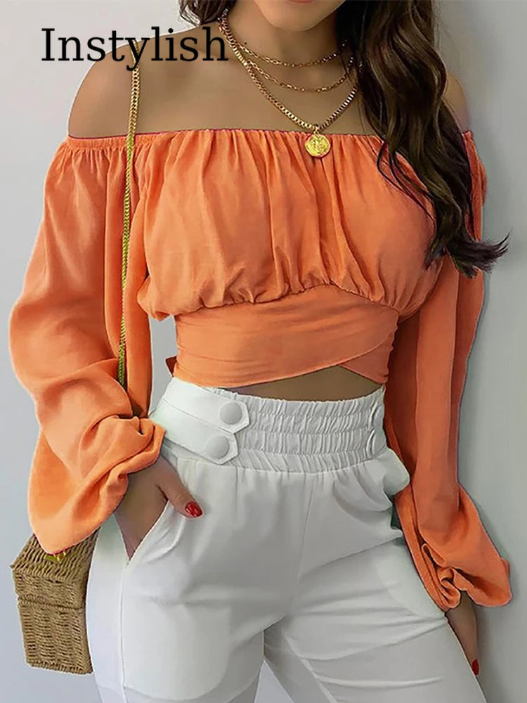 Blusas sexys de mujer con hombros descubiertos