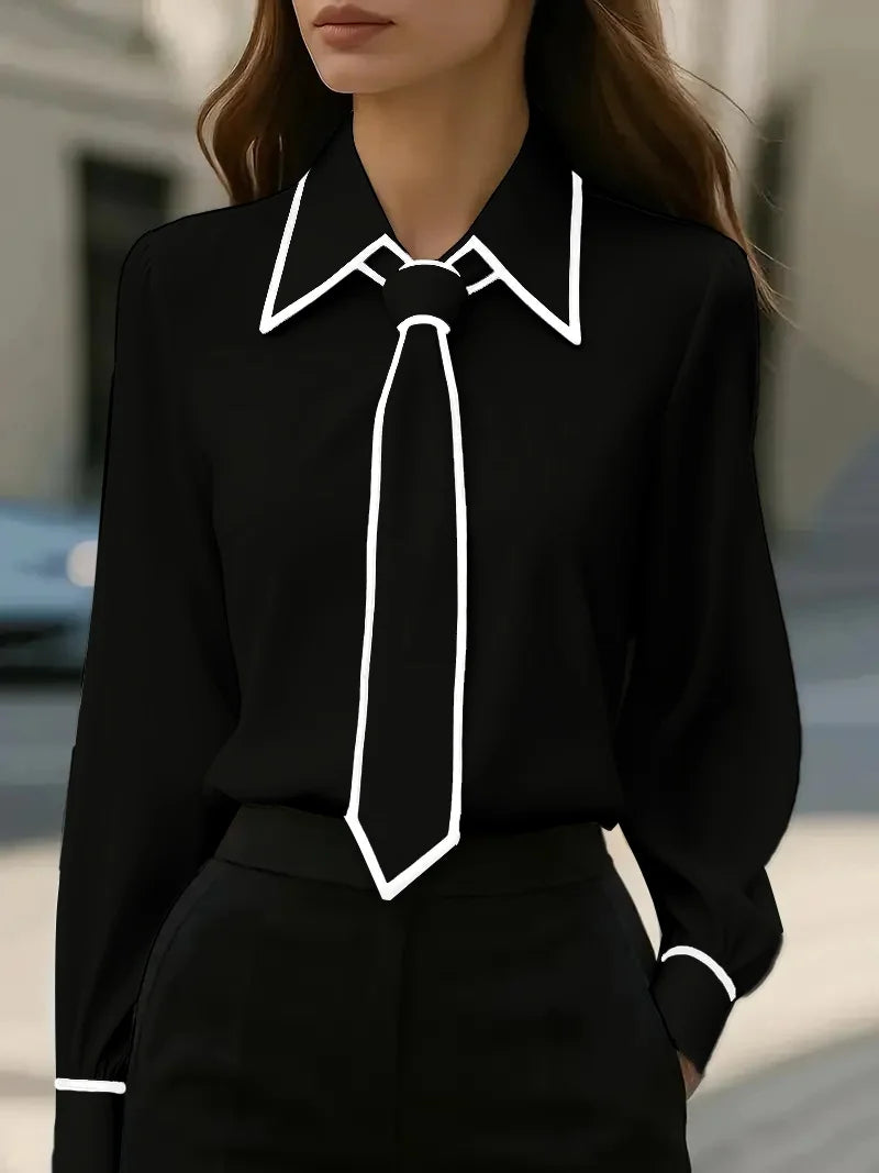 Camisa casual de manga larga con diseño de solapa