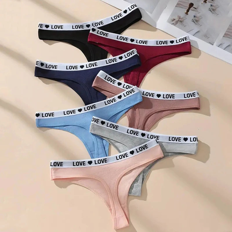 Conjunto de 7 piezas de tangas de algodón para mujer
