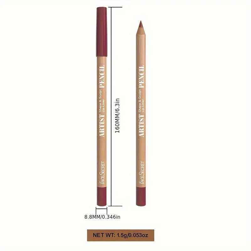 Set de 6 delineadores de labios nude, lápiz labial mate aterciopelado de larga duracion