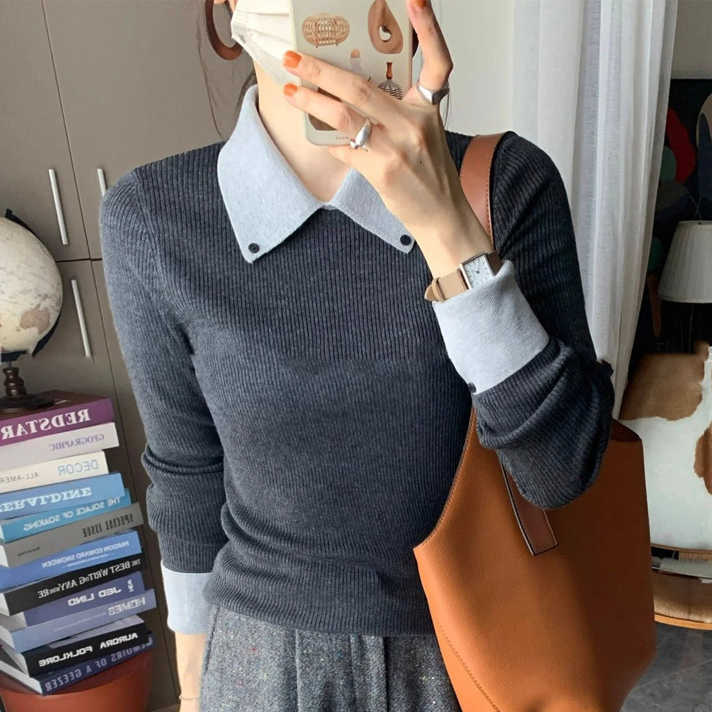 Sweater de mujer con cuello polo