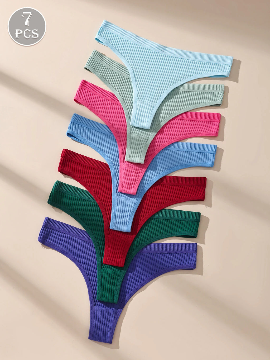 Conjunto de 7 piezas de tangas de algodón para mujer