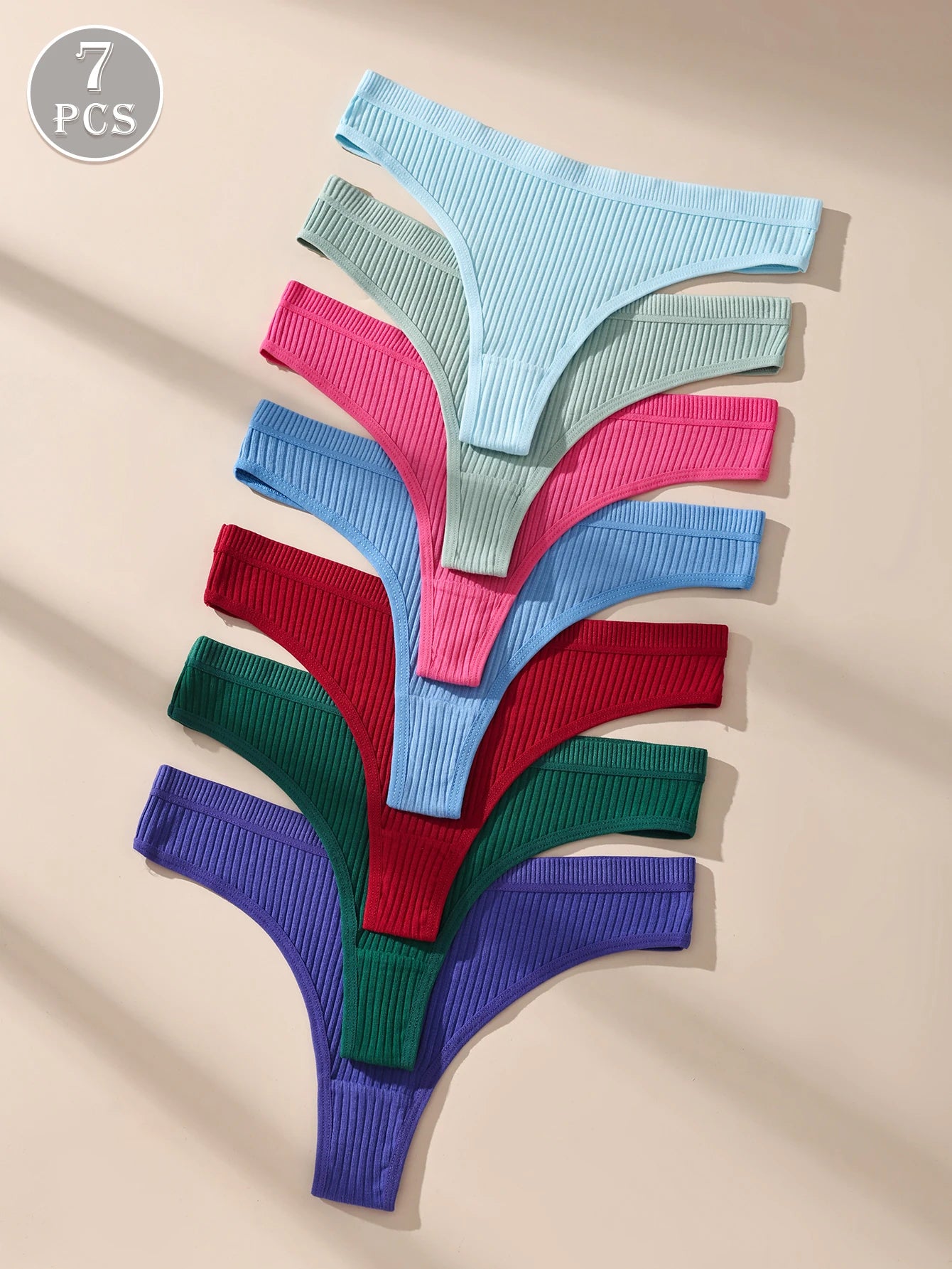 Conjunto de 7 piezas de tangas de algodón para mujer