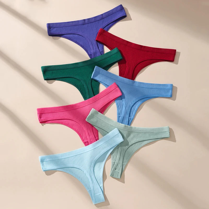 Conjunto de 7 piezas de tangas de algodón para mujer