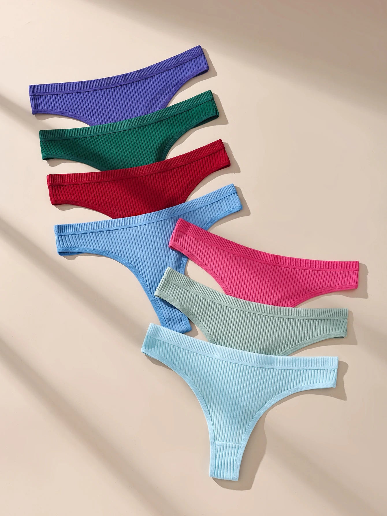 Conjunto de 7 piezas de tangas de algodón para mujer