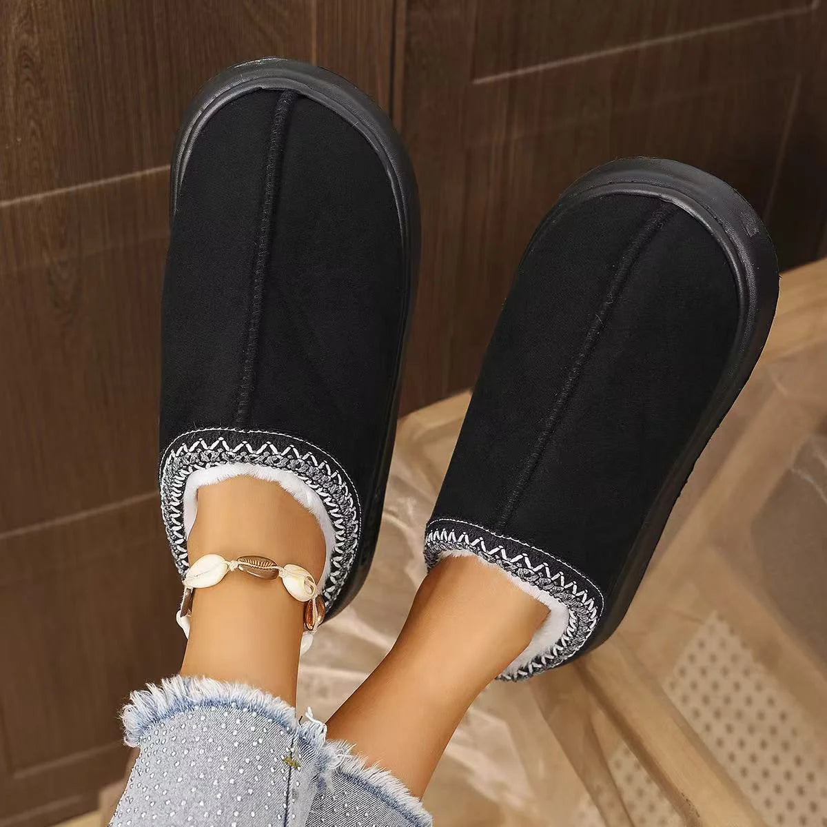 Pantuflas de algodón afelpado para interiores, suaves y cómodas