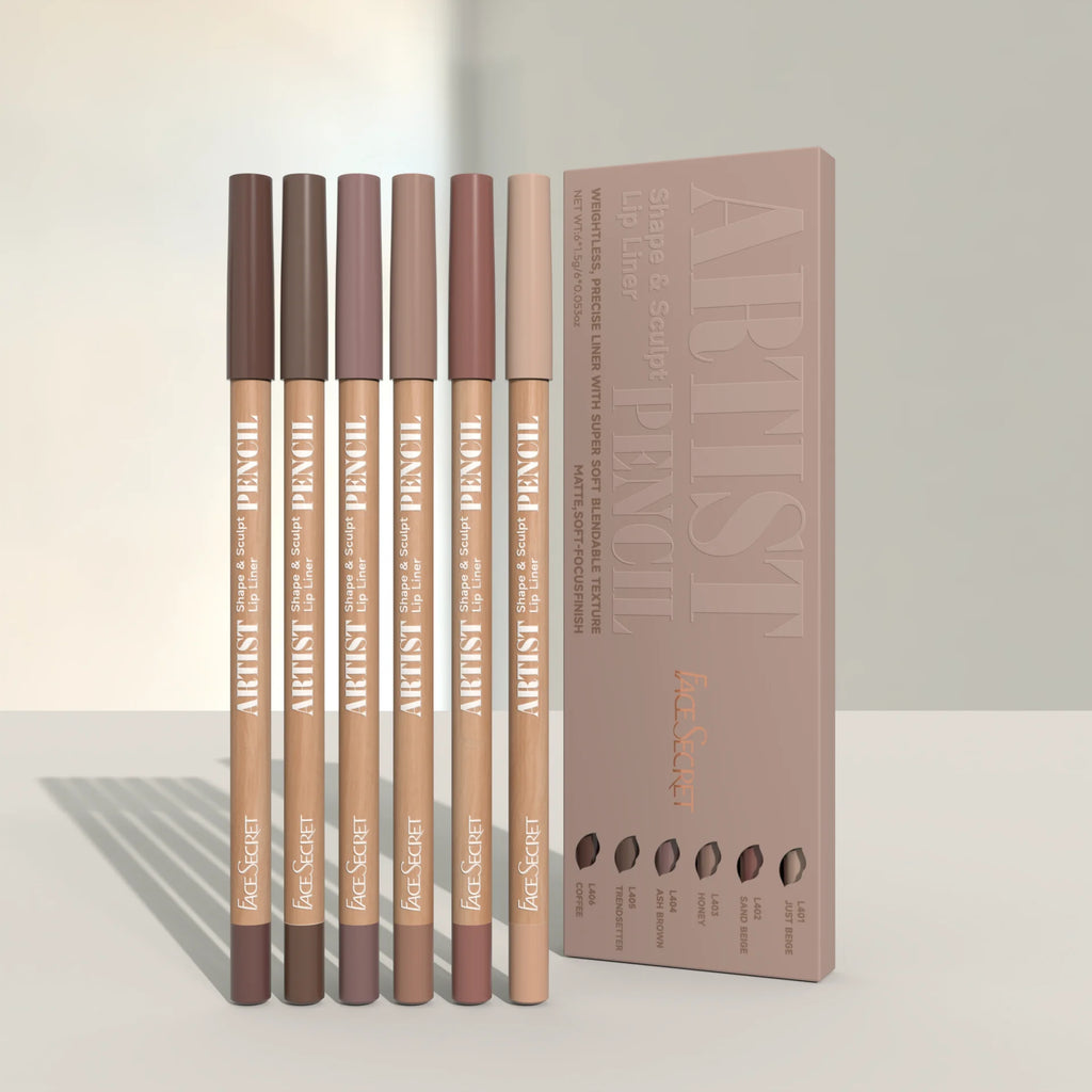 Set de 6 delineadores de labios nude, lápiz labial mate aterciopelado de larga duracion
