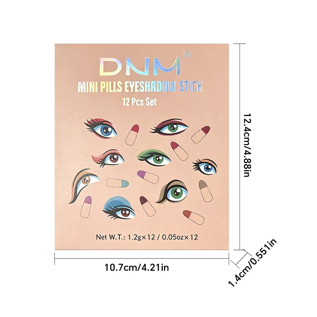 Set de maquillaje DNM de 12 colores, cápsula de sombra de ojos en barra