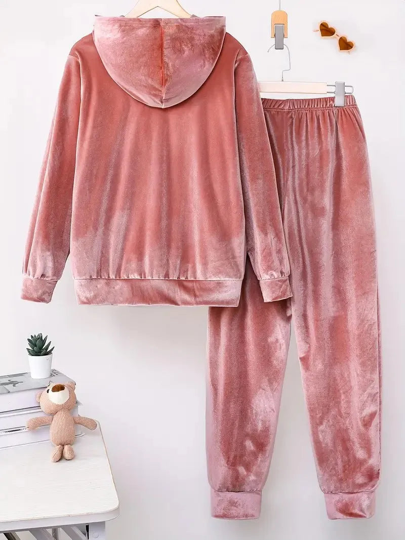 Conjunto de dos piezas de felpa para otoño/invierno