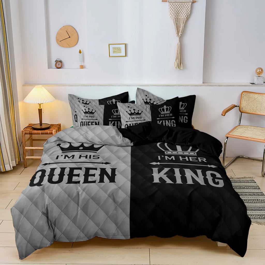 Juego de funda nórdica estampada de 3 piezas para parejas,