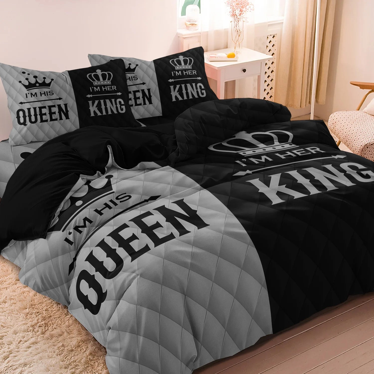 Juego de funda nórdica estampada de 3 piezas para parejas,
