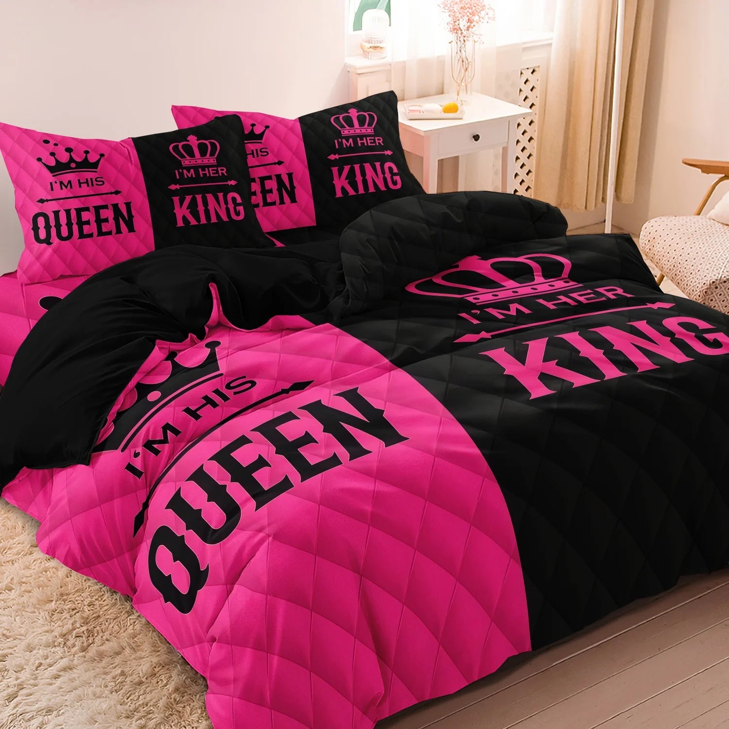 Juego de funda nórdica estampada de 3 piezas para parejas,