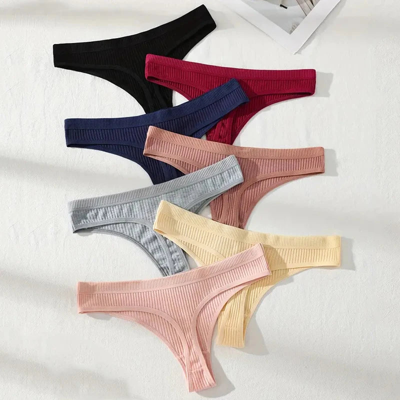 Conjunto de 7 piezas de tangas de algodón para mujer