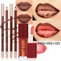 Set de 3 piezas: delineador de labios mate aterciopelado y aceite labial