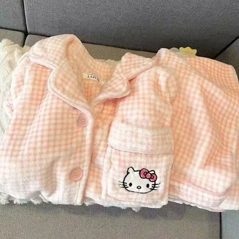 Pijama Hello Kitty de franela para mujer, otoño/invierno .