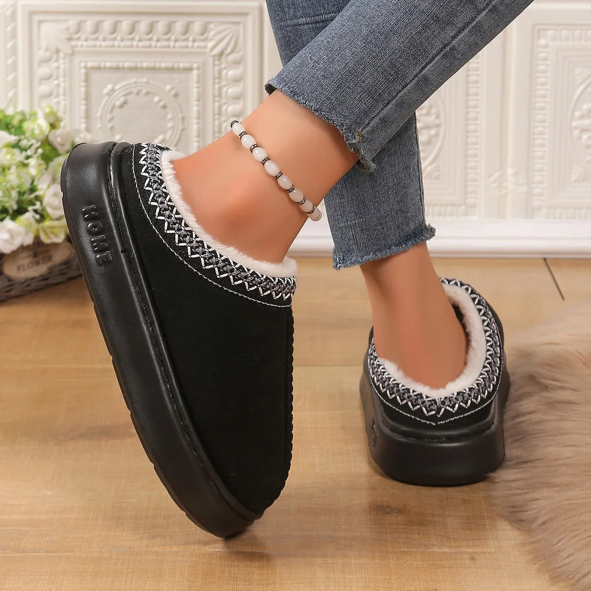 Pantuflas de algodón afelpado para interiores, suaves y cómodas
