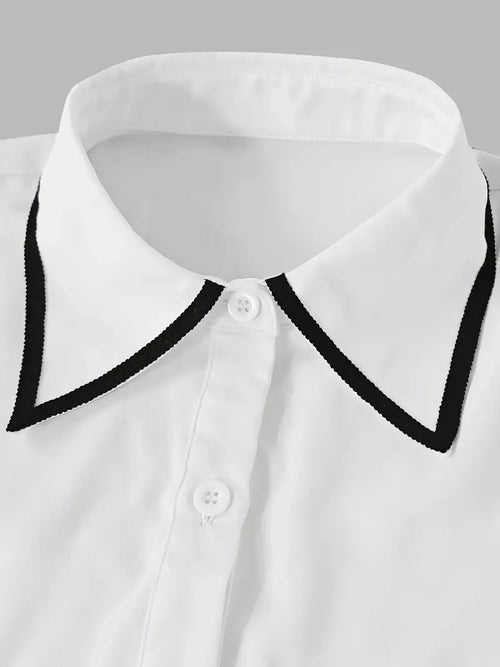 Camisa casual de manga larga con diseño de solapa