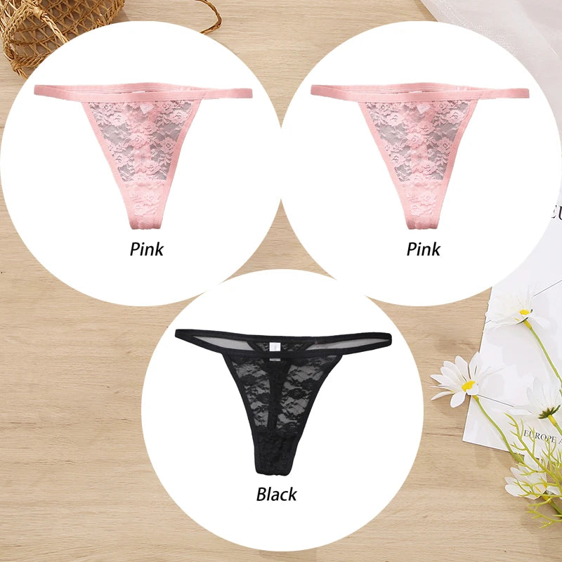 Conjunto de 3 tangas de encaje