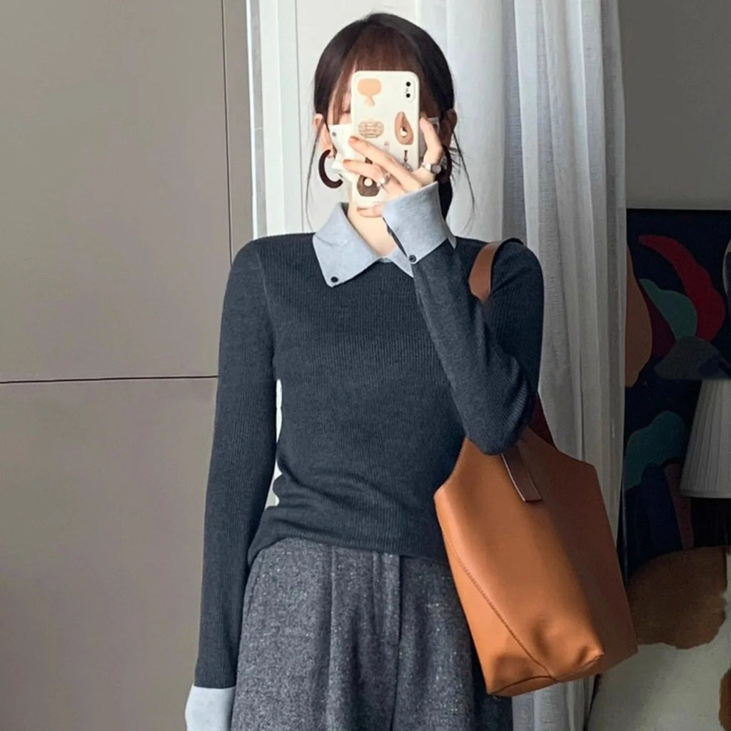 Sweater de mujer con cuello polo