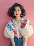 Camisa francesa con estampado floral