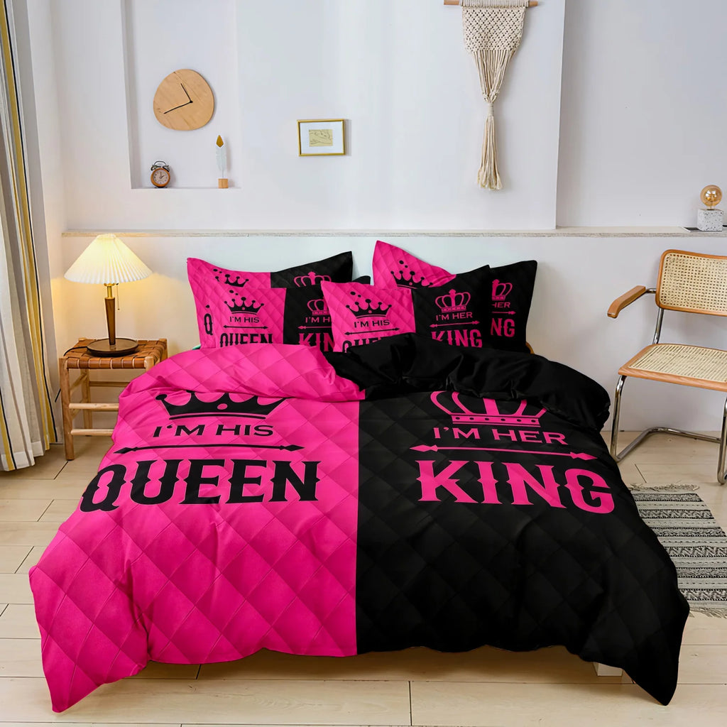 Juego de funda nórdica estampada de 3 piezas para parejas,