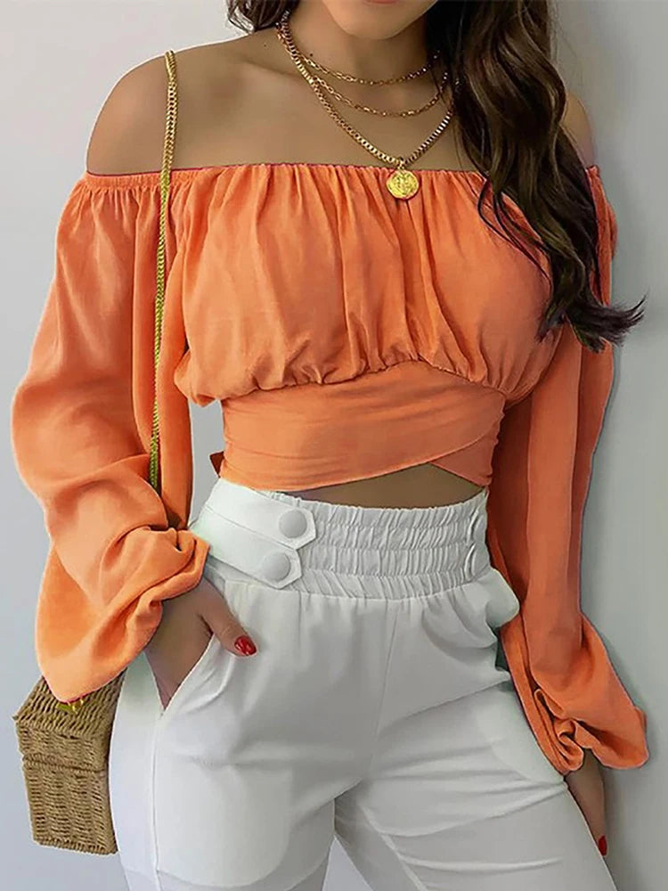 Blusas sexys de mujer con hombros descubiertos