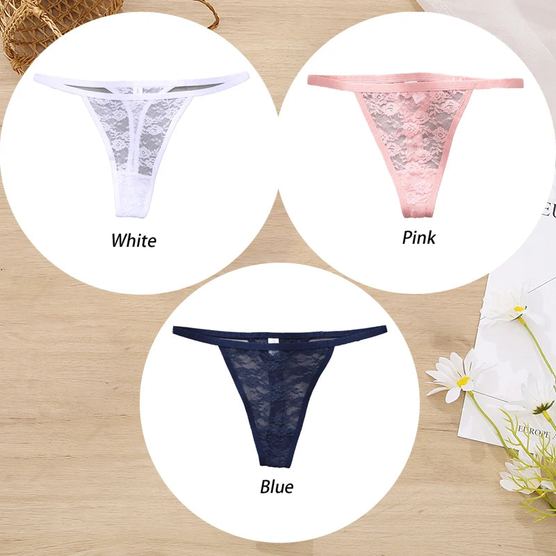 Conjunto de 3 tangas de encaje